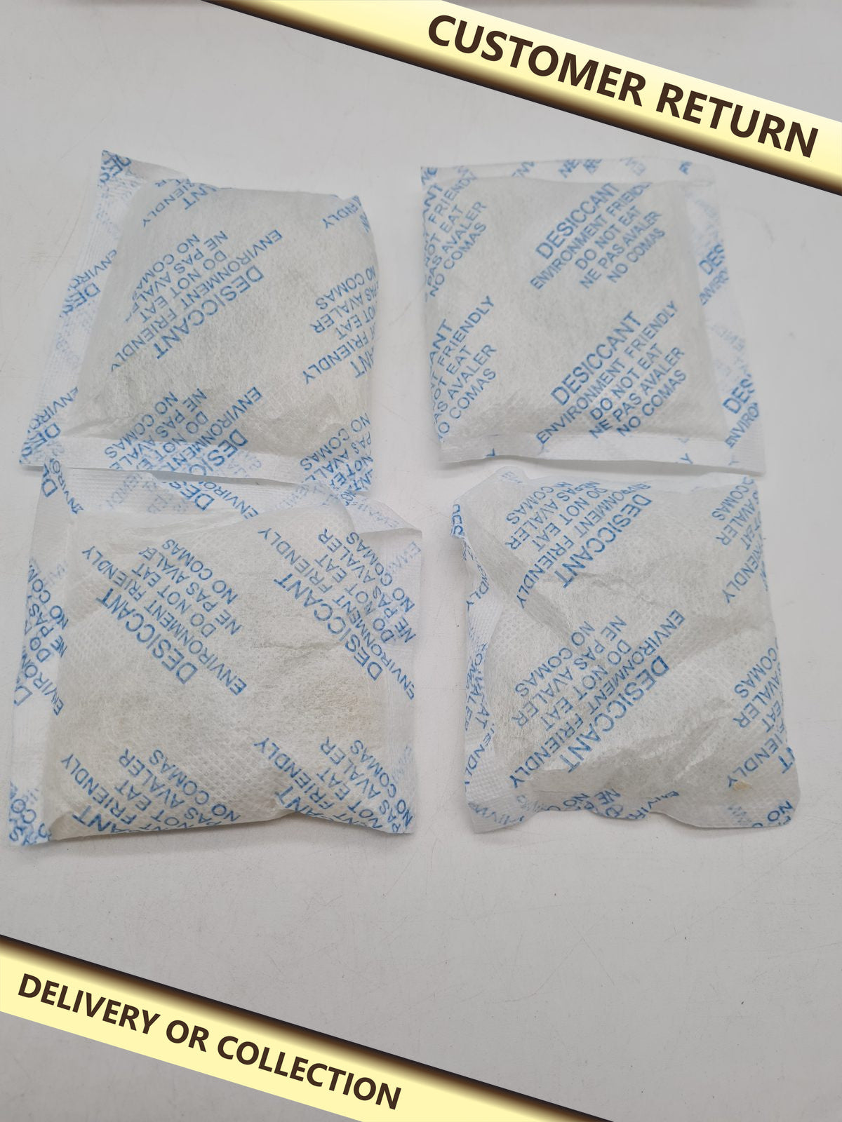 50g Silica Gel Desiccant Sachets, Pack of 10 â€” photograph 1 — Customer return; auction delivery information shown on image
