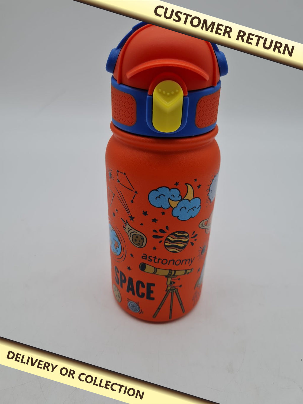 Children's insulated stainless steel water bottle â€” photograph 1 — Customer return; auction delivery information shown on image