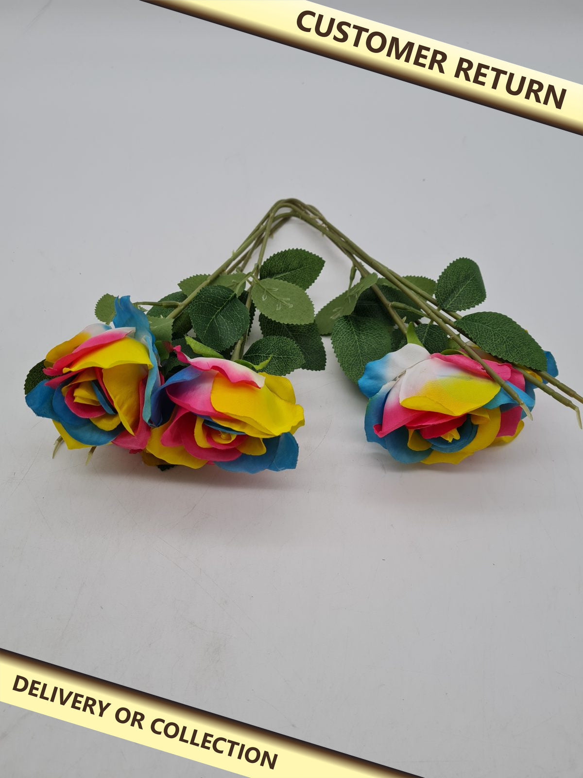 Multicoloured Artificial Rose Stems â€” photograph 1 — Customer return; auction delivery information shown on image