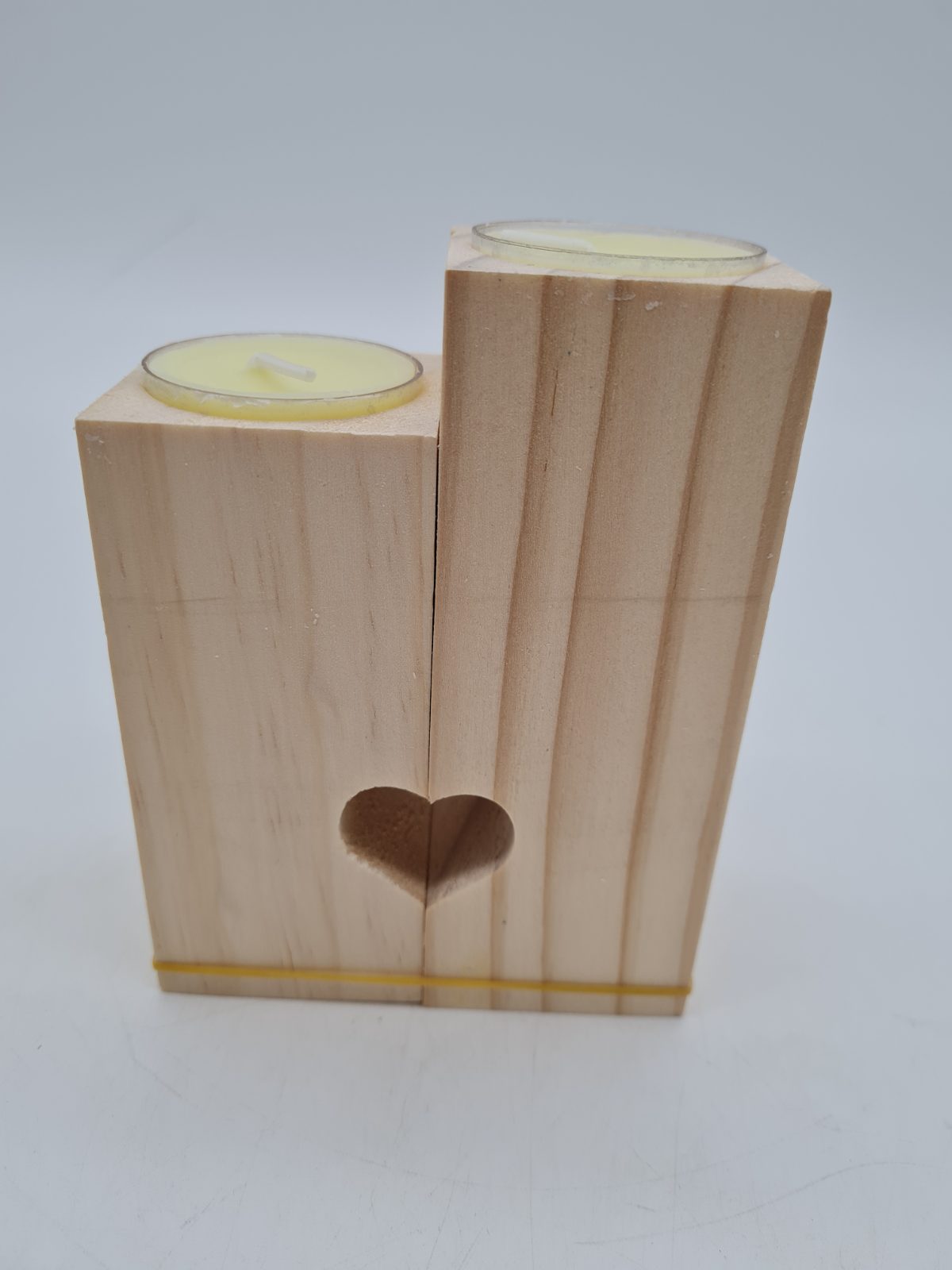 Two-Piece Wooden Romantic Couple Tealight Candle Holder â€” photograph 2