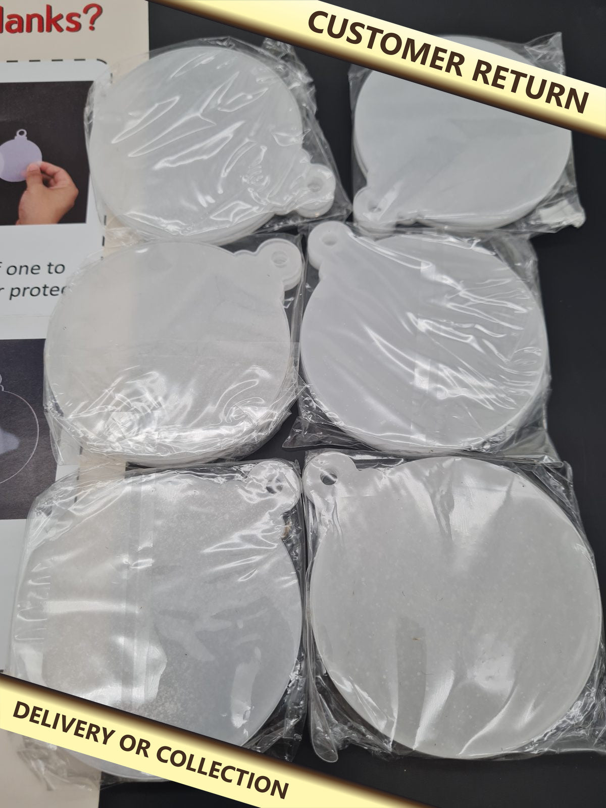 Round Acrylic Craft Blanks with Hanging Holes â€” photograph 1 — Customer return; auction delivery information shown on image