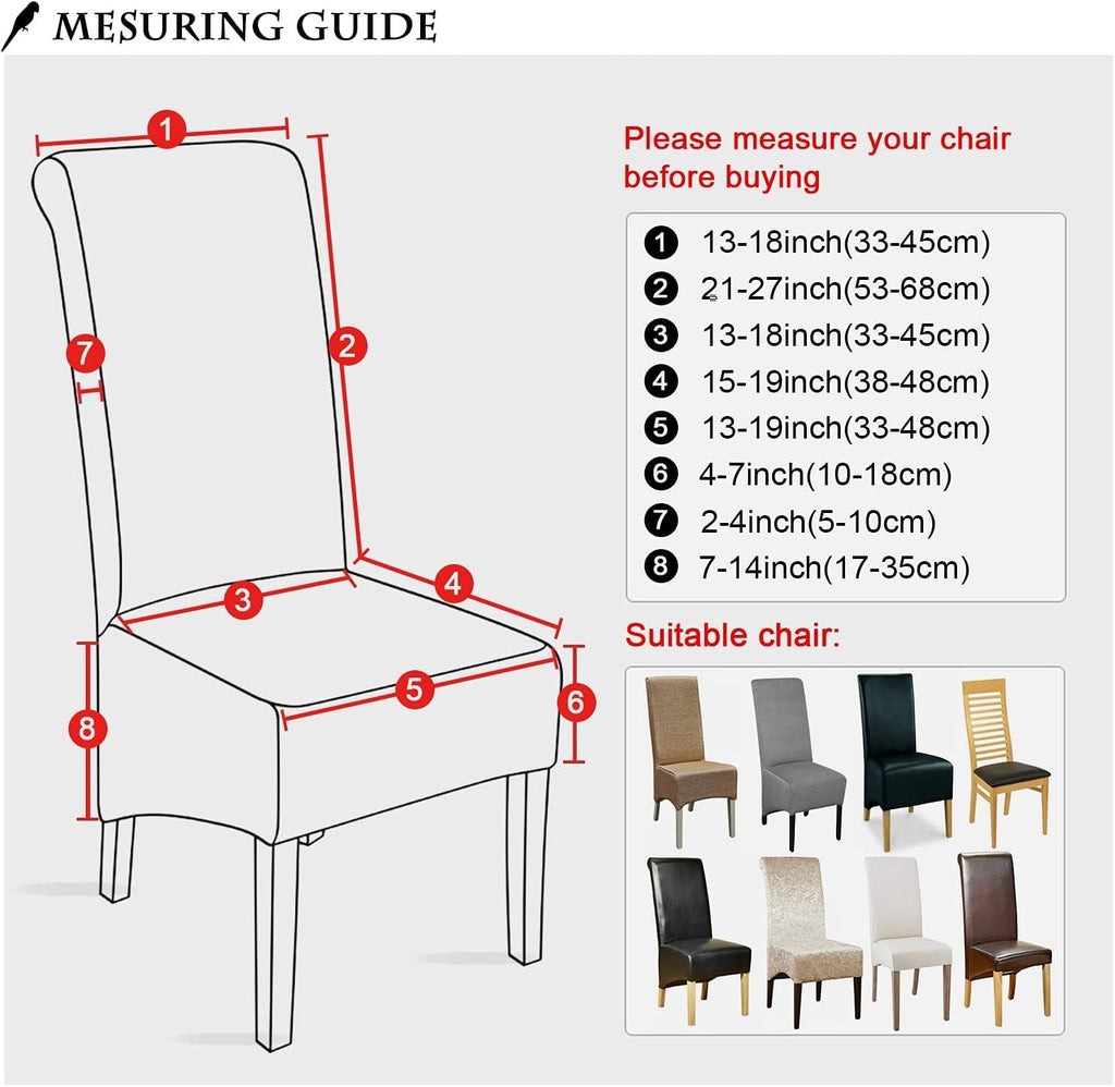 Dining Chair Slipcover XL 4 Pack High Back Chair Cover Stretch Spandex Printing