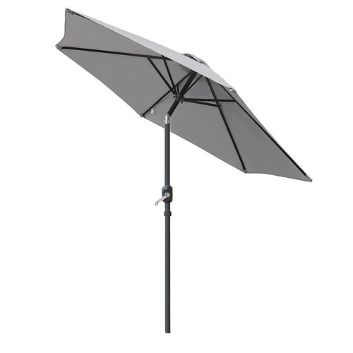 2.5M Grey Garden Parasol Sun Shade Umbrella SunDazeCrank Handle Tilt Mechanism