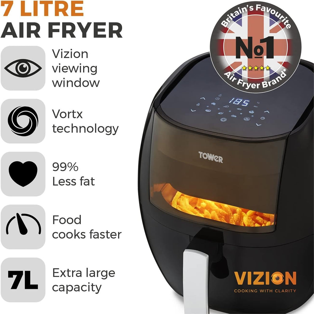 Tower T17072 Vortx Vizion Digital Air Fryer with Rapid Air Circulation 7L 1800W