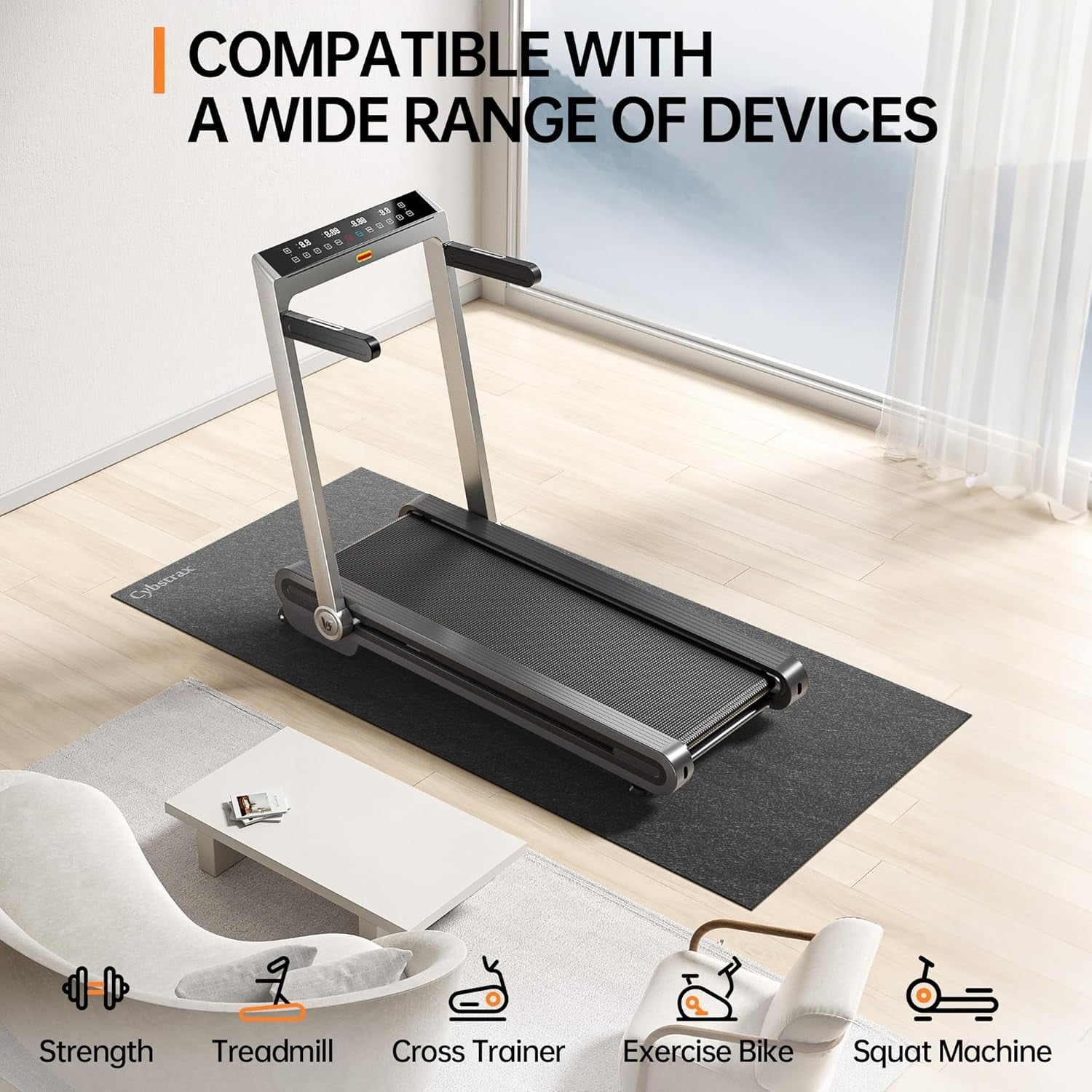 Exercise Equipment Mat, 115×180cm Noise Reduction Treadmill Mat for Fitness & Ex