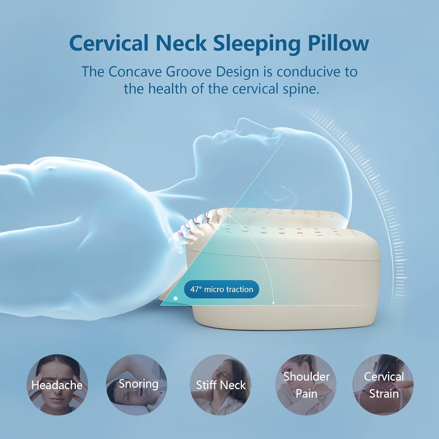Memory Foam Cervical Pillow for Neck Pain Relief, Adjustable Ergonomic Contour