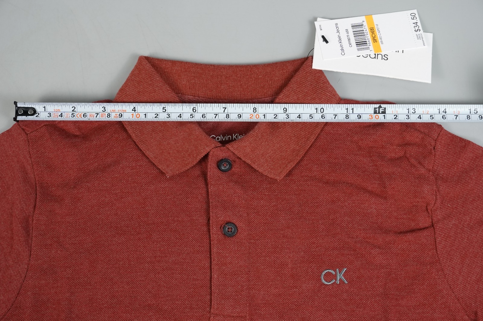 Calvin Klein Kids Polo T-Shirt Burgundy Red Size S (7–8 Years) Short Sleeve