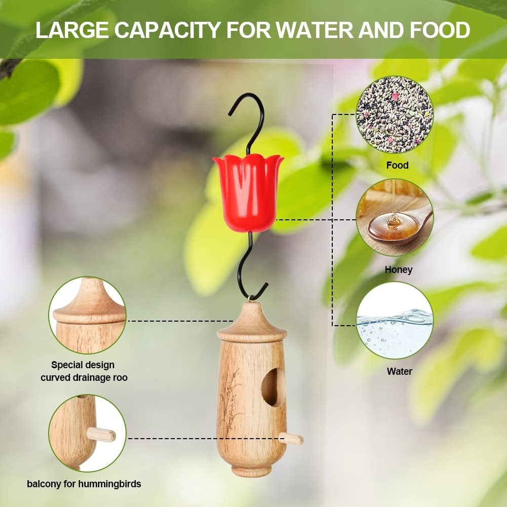 Hanging Hummingbird House Feeders f Outdoors Wooden Garden Ornament Bird Nesting