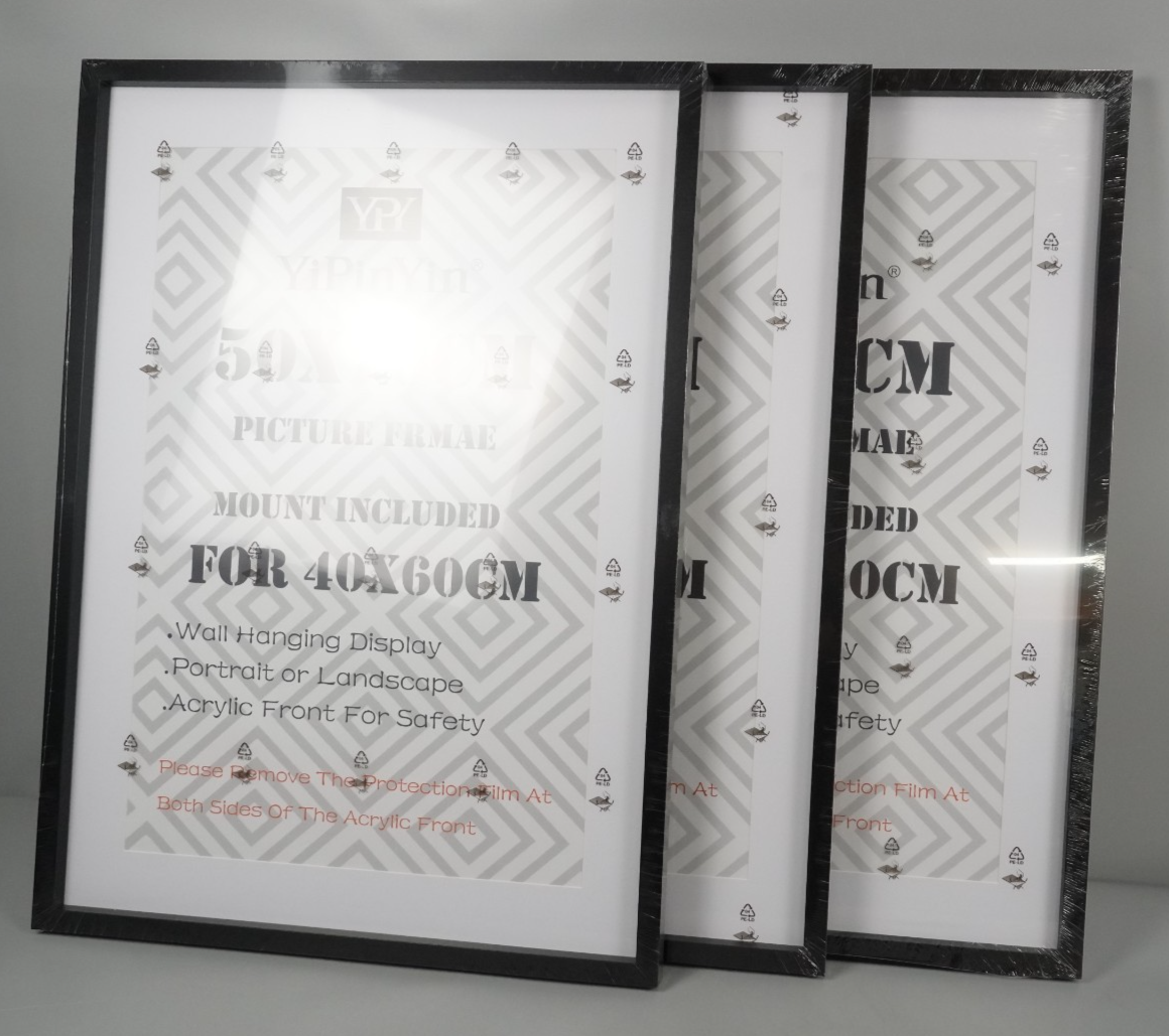 50x70cm Black Picture Frames Set of 3 with Mounts for 40x60cm, 70x50cm Poster