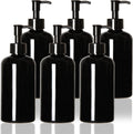 Refillable Travel Bottles 12oz with Pump & Travel Lock 6pcs 350ml Black