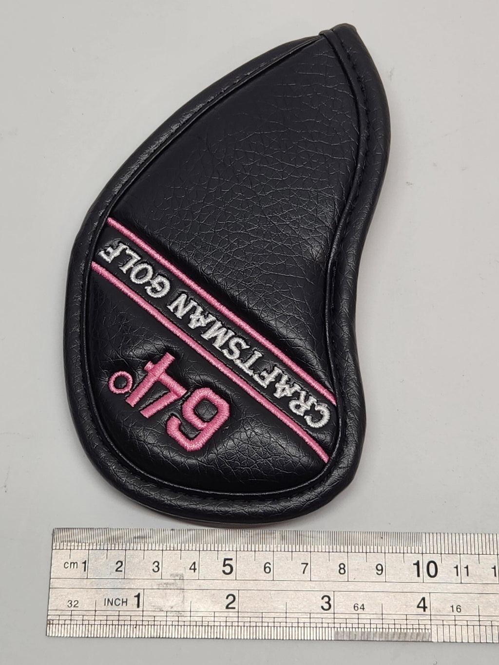 Iron Wedge Golf Club Cover 64ᵒ BLACK / PINK PU Leather Head Cover Craftsman Golf
