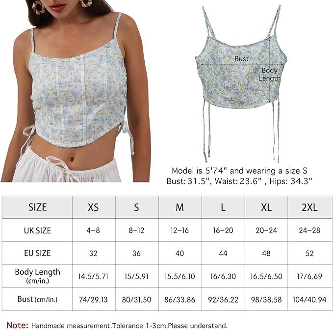 Womens Linen Vest Blouse Summer Sleeveless Printed Elegant Drawstring Side Top