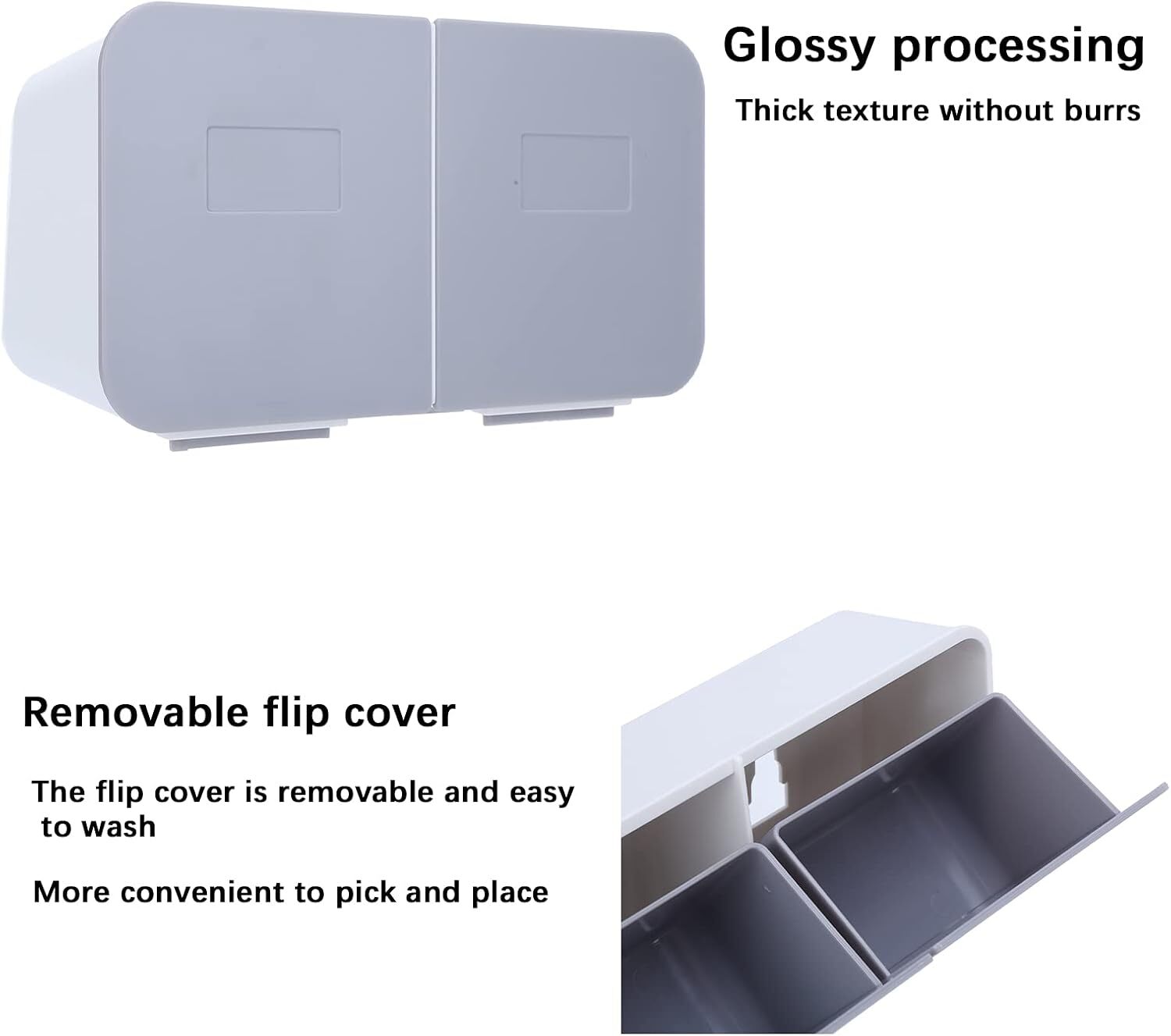 Makeup Q-Tips Holder Dispenser Organizer Wall Mounted Cotton Pads Cosmetics Grey