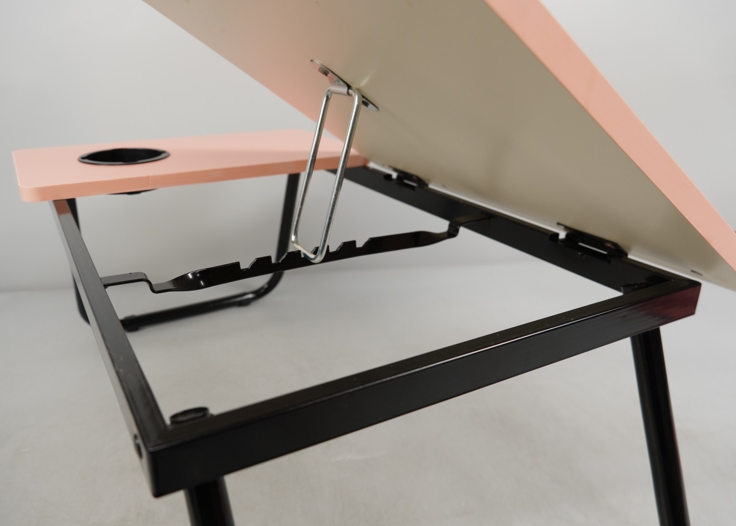 Adjustable Laptop Table with Cup Slot Portable Laptop Stand Bed Table Pink