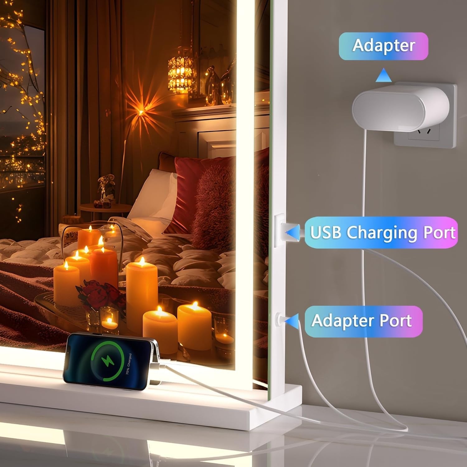 LED Makeup Mirror Lighted Vanity Mirror 100 x 73cm