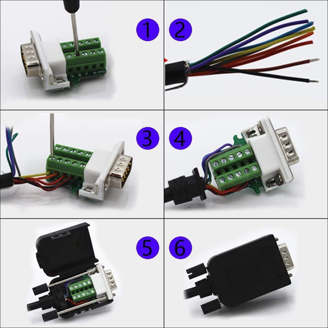 Connector DB9 RS232 D-SUB Serial VGA Breakout Adapters (10 PCS Male) Solderless