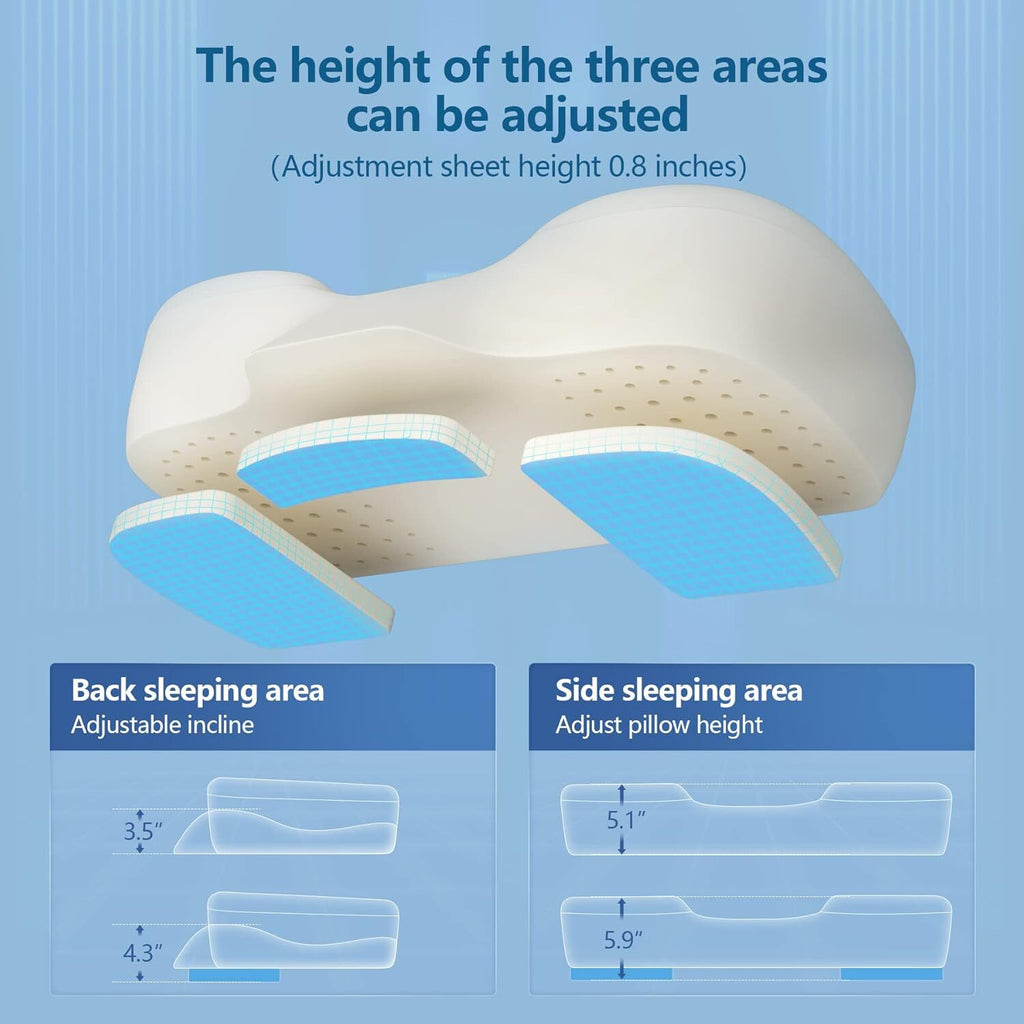 Memory Foam Cervical Pillow for Neck Pain Relief, Adjustable Ergonomic Contour