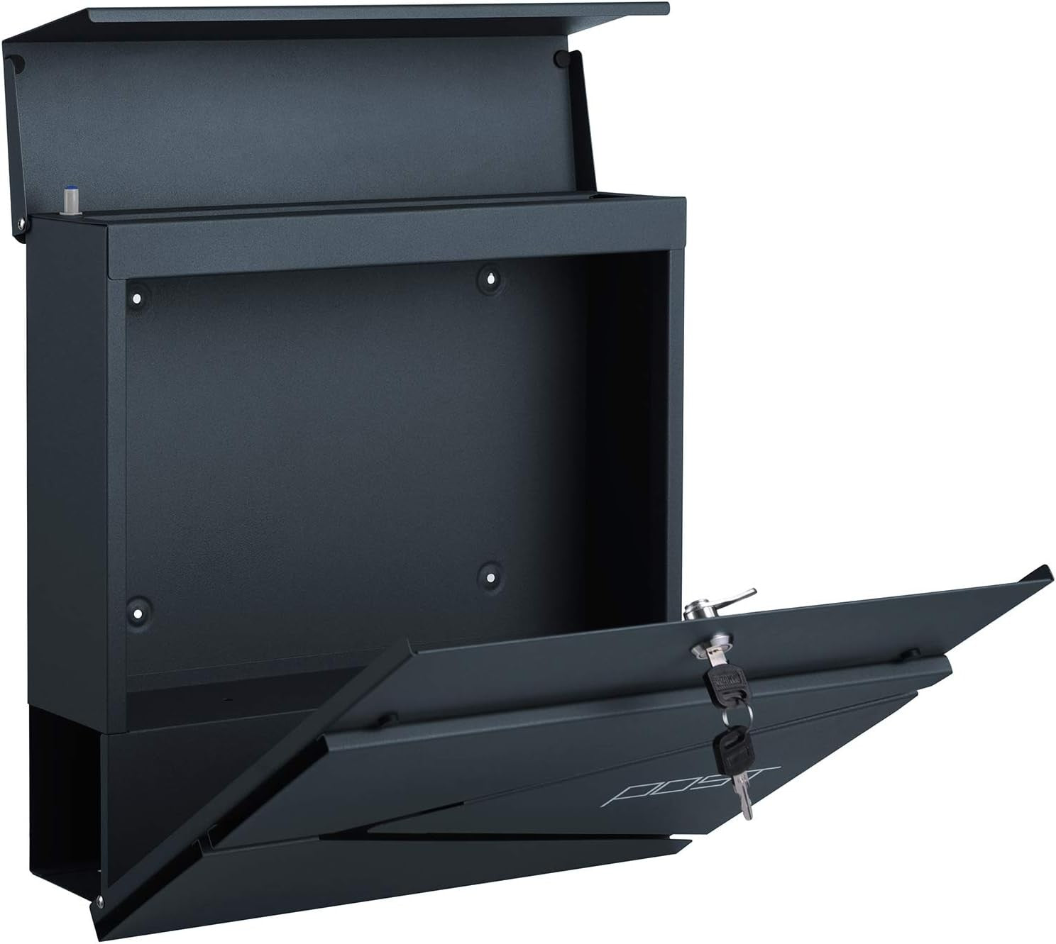 Letter Box Mailbox Wall Mounted with Newspaper Holder, 2 Keys, Modern GMB051G02