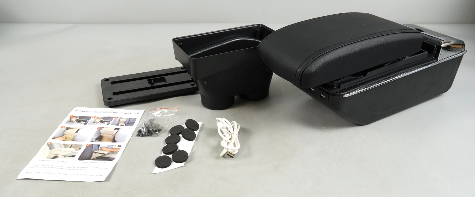 Car Armrest Storage Box with USB Ports for VW Polo MK5 (6R)/VW Vento 2010-2017