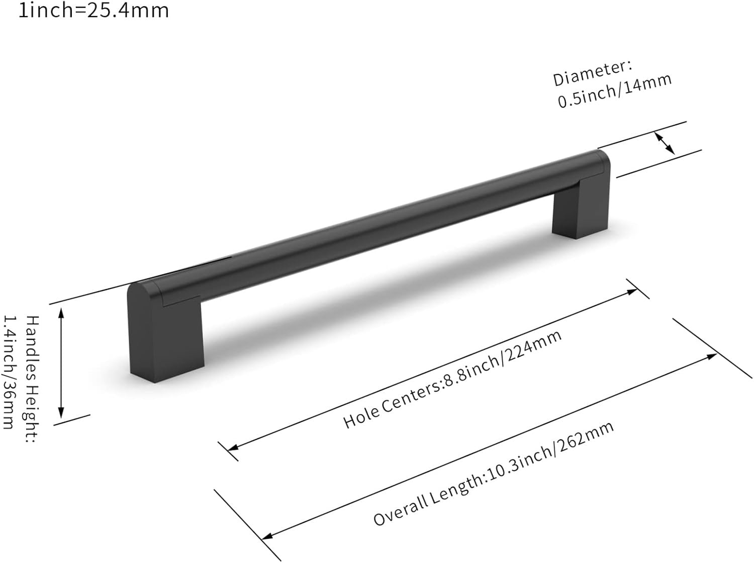 224mm Cabinet Pulls Drawer Handles 10 pack Stainless Steel Matt Black 8.8in HC