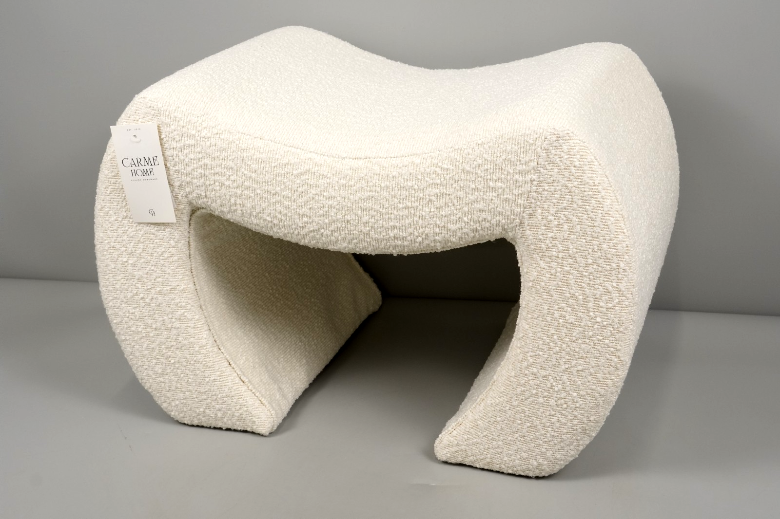 Cassie Ivory Bouclé Stool for Bedroom Living Room Accent Home Decoration Carme