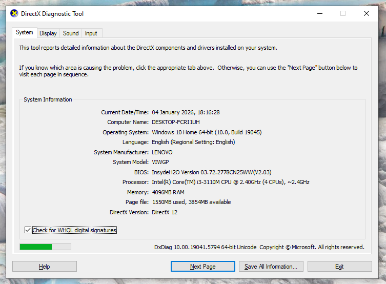 Lenovo G500 For Spares Core i3 3110M 2.4GHz 4 Cores Intel HD Graphics 4000