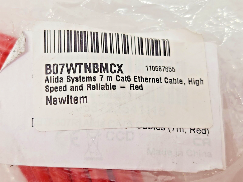 7m Alida Systems Cat6 Ethernet Cable, High Speed and Reliable - Red