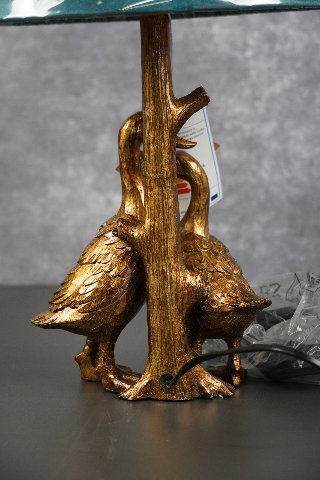 Gold Pair Of Ducks Table Lamps With Velvet Shade Hill Interiors