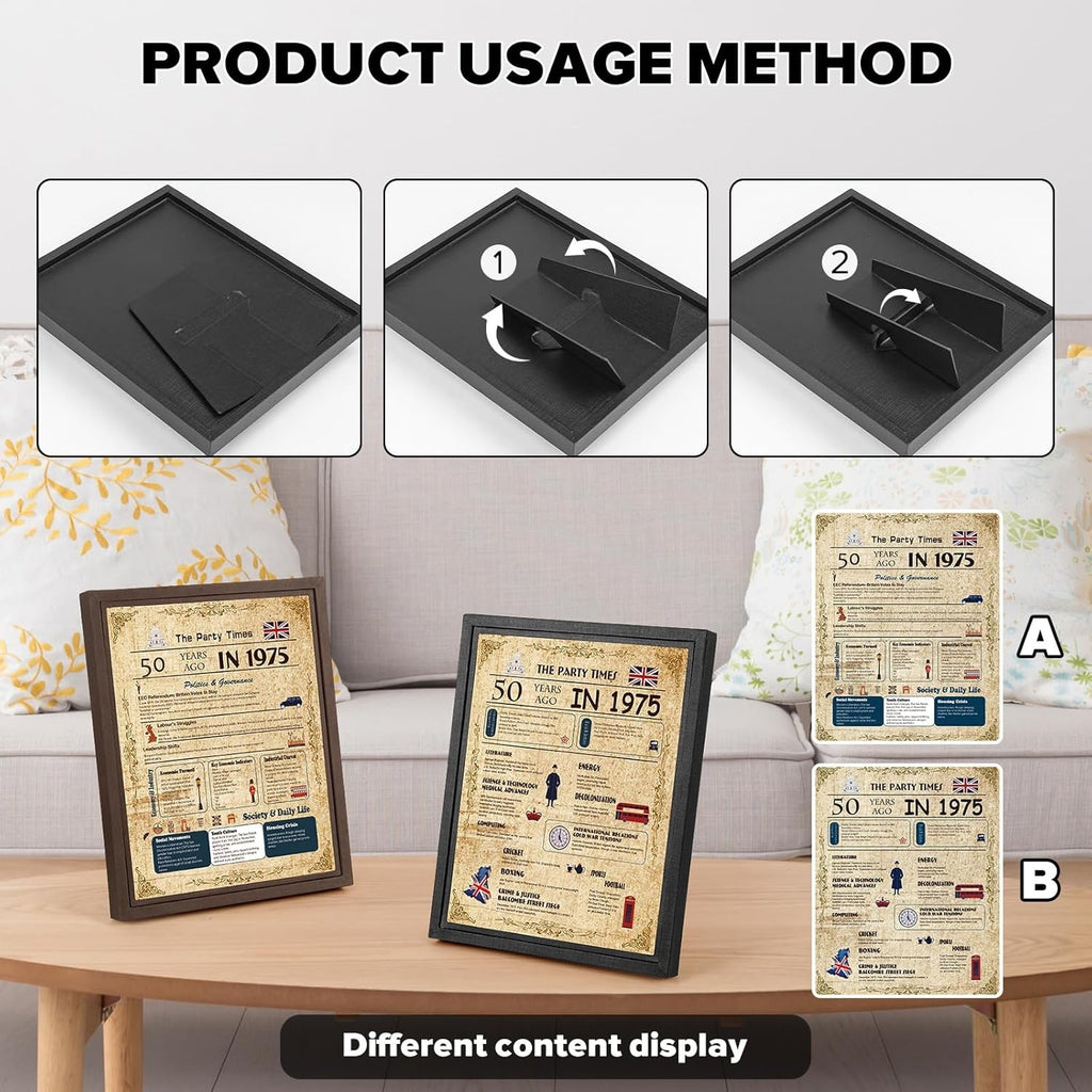 1975 Birthday Framed Poster – “The Party Times” 50 Years Ago Print Man Cave Sign