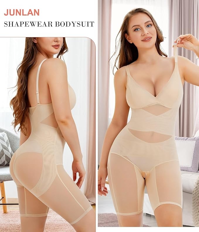 Women Shapewear Bodysuit Shaper V Neck Butt Lifter Full Body Tummy Control MEDIU