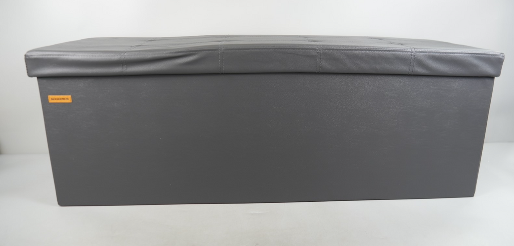 Storage Ottoman Bench 110cm Foot Rest Stool Storage Bench Leather Slate Grey