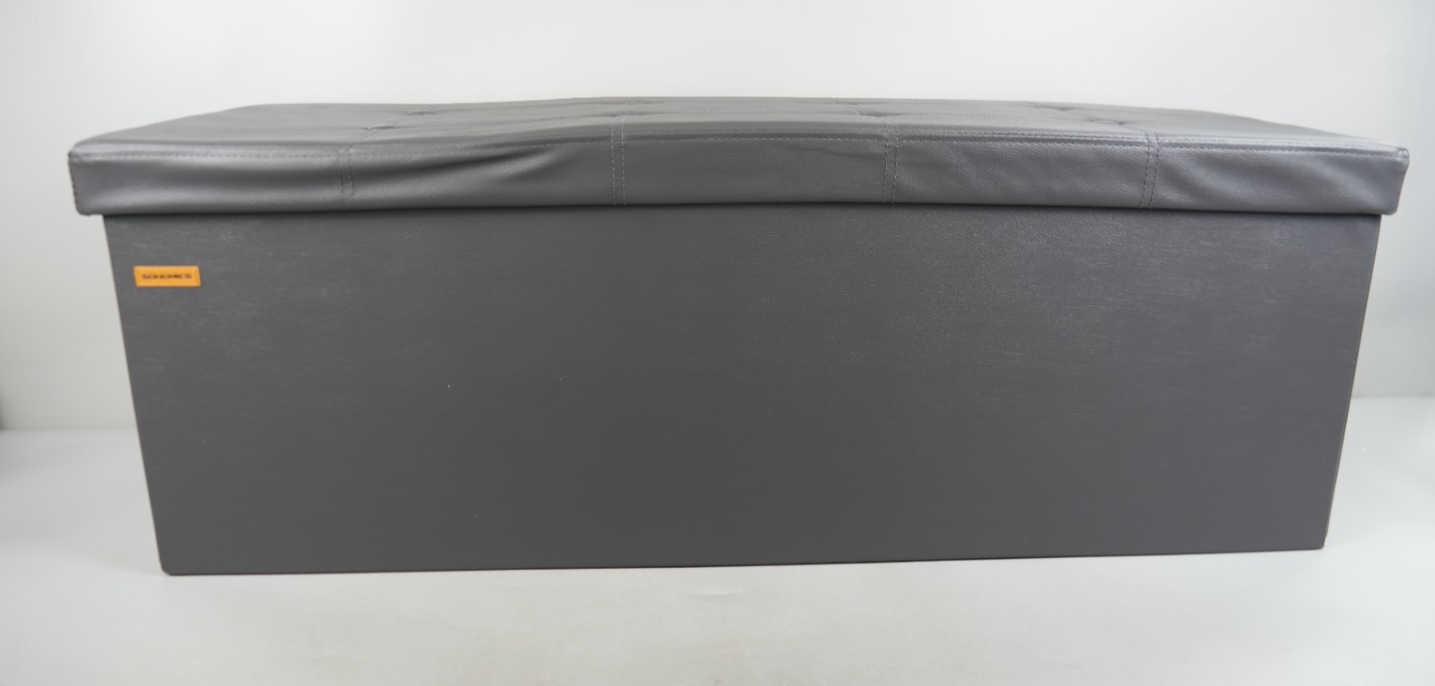 Storage Ottoman Bench 110cm Foot Rest Stool Storage Bench Leather Slate Grey