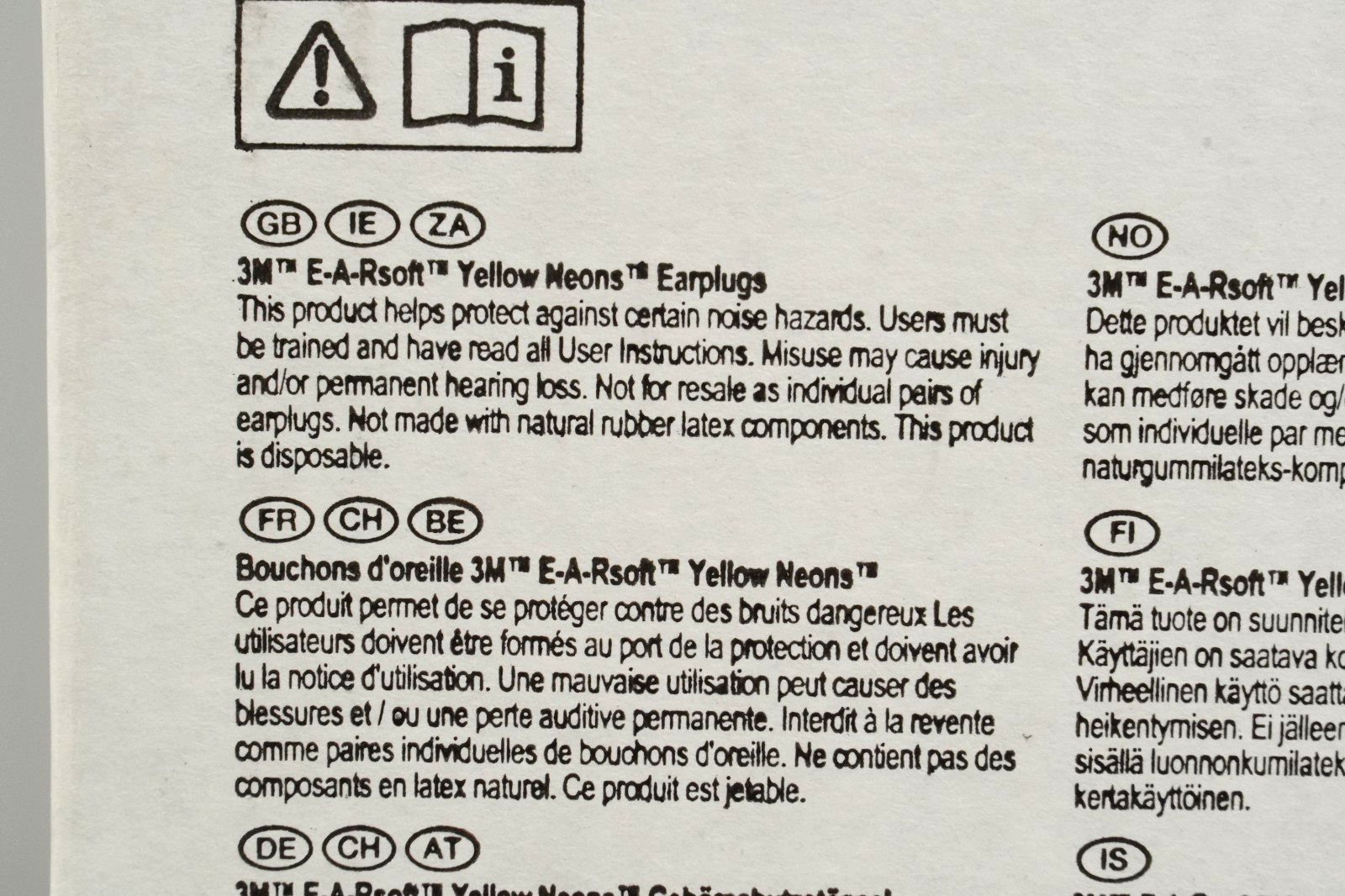 3M Earplugs Soft Yellow Neons, 36 dB, Uncorded, 250 Pairs/Box, ES-01-001