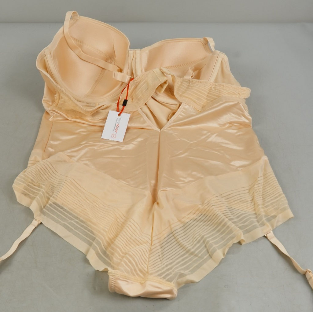 Shapewear Medium Tummy Control Wired Plunge Body Suit 44D MAGISCULPT Almond