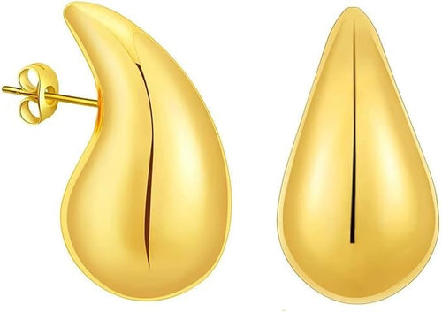 18K Earrings Dupes Chunky Teardrop Waterdrop Woman's Lightweight Hypoallergenic