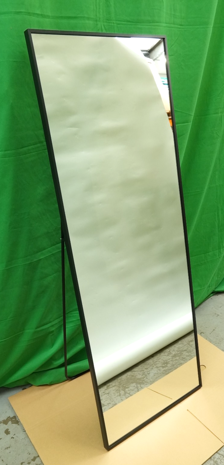 Full Length Mirror 140x50cm Free Standing Floor Mirror Black Aluminum Frame
