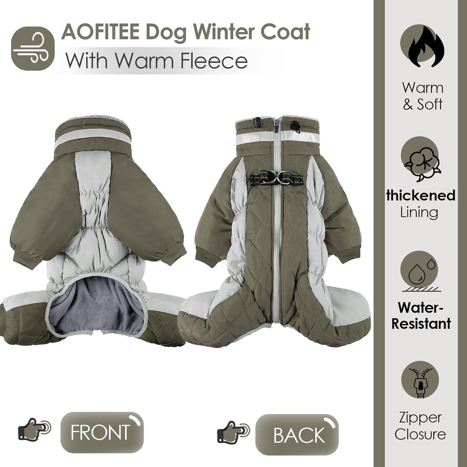 Dog Coat with Harness Warm Dog Windproof Winter Puffer Coat Fleece Small Dogs