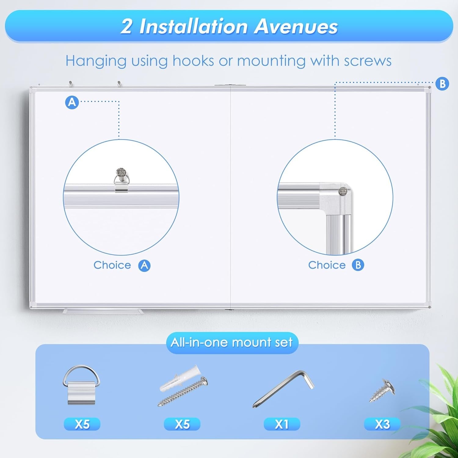 Magnet Whiteboard 150 x100 cm White Board for Wall Aluminium Frame Large