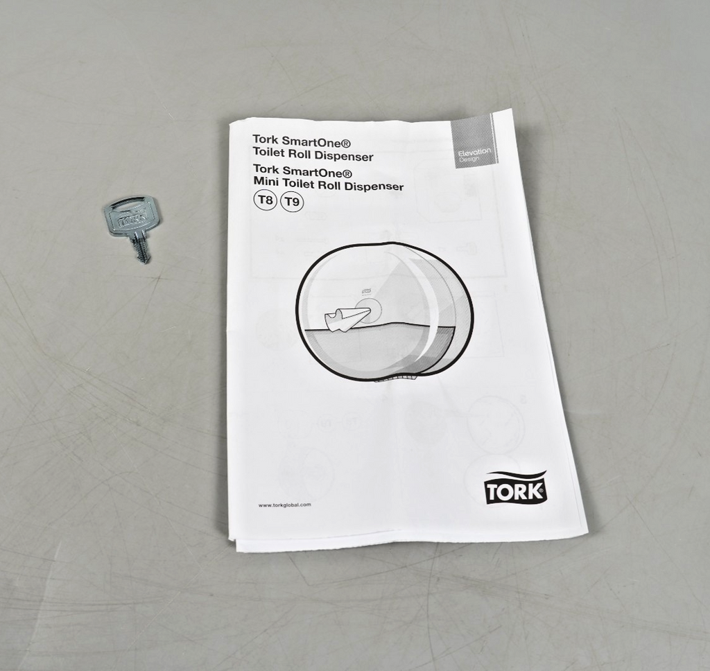 Mini Roll Toilet Paper Dispenser Wall Mounted White Tork SmartOne T9 681000