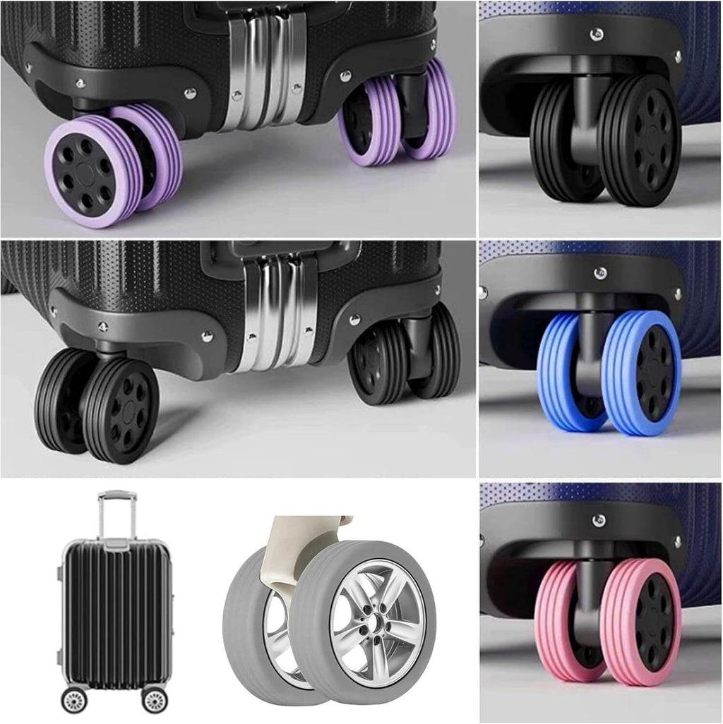 Luggage Wheels Covers Rollers Silicon Protection Noise-reducing Grey 8 pcs