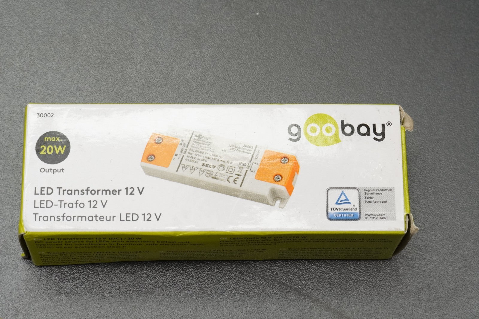 Goobay 30002 LED Transformer 12V DC 20W LED Driver Power Supply