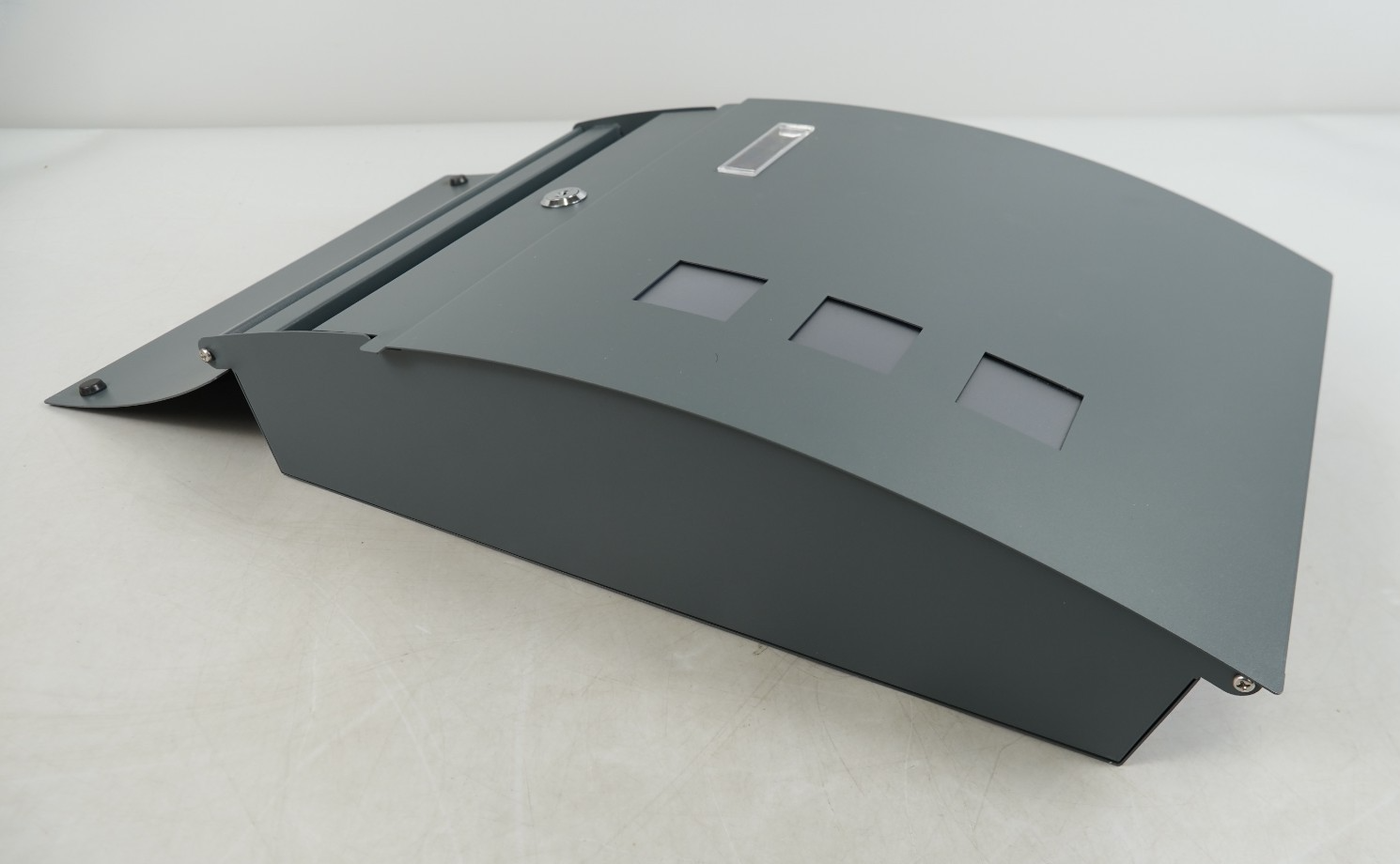 Post Box Steel Wall Mounted with Viewing Windows Name Slot 2 Keys Charcoal Grey