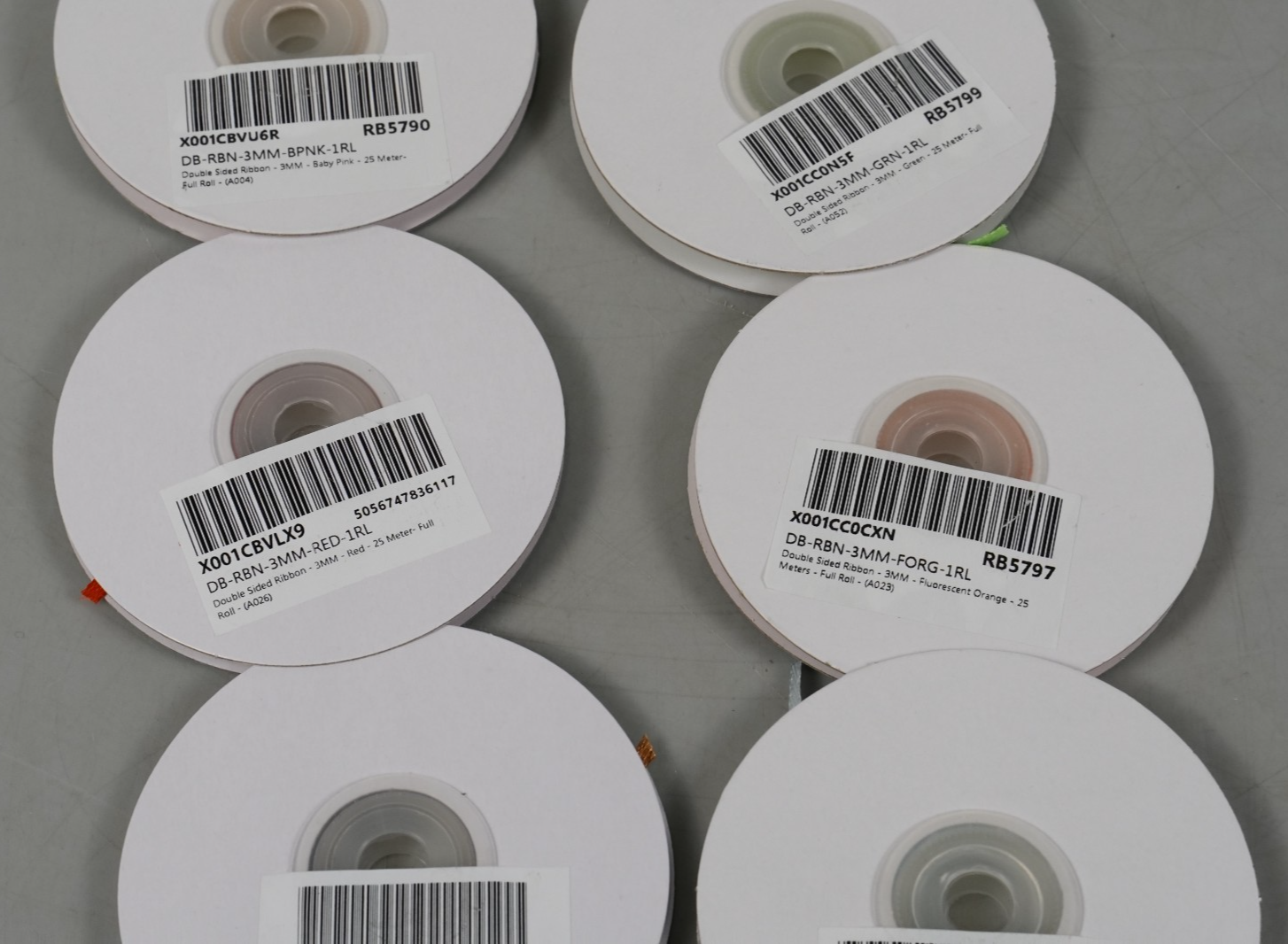 10x Double Sided Satin Ribbons Bundle 25 Metres 3mm Ribbon Pack 10 Colours