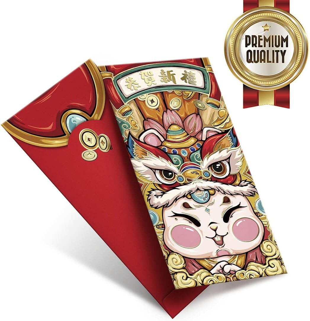 Chinese New Year Money Envelope Traditional Lai See Hong Bao Trendy Red 50pcs