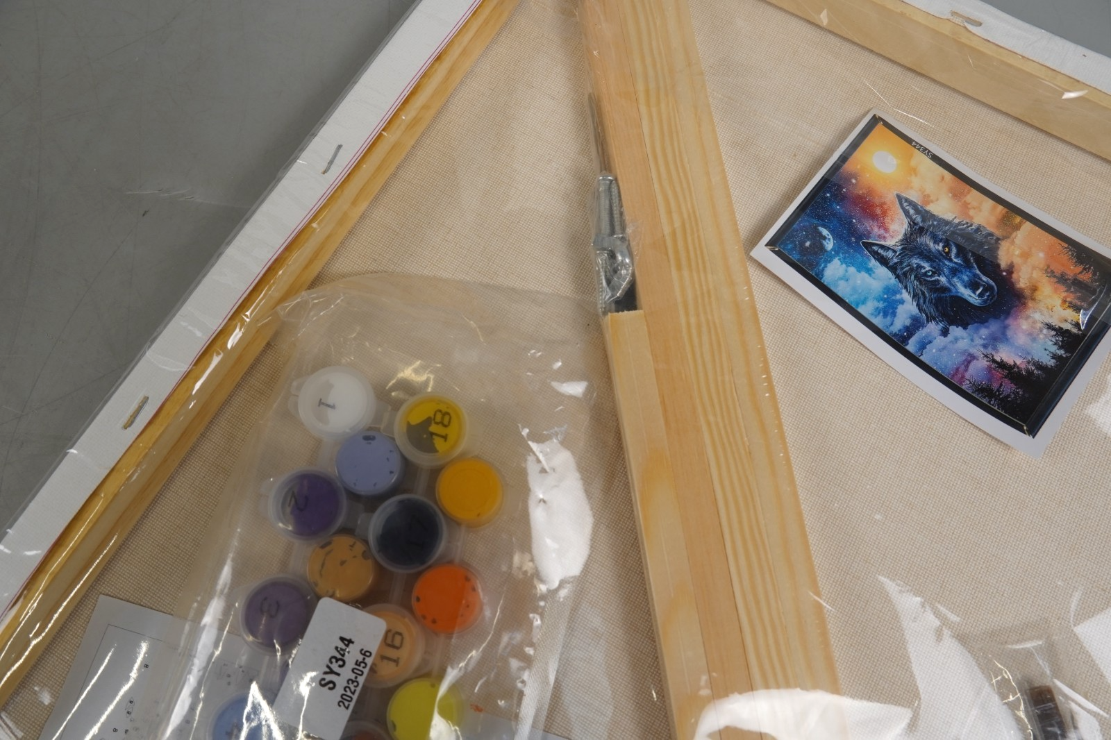 Paint by Numbers Kit Wolf King Under The Stars Painting Canvas, Easel & Brushes