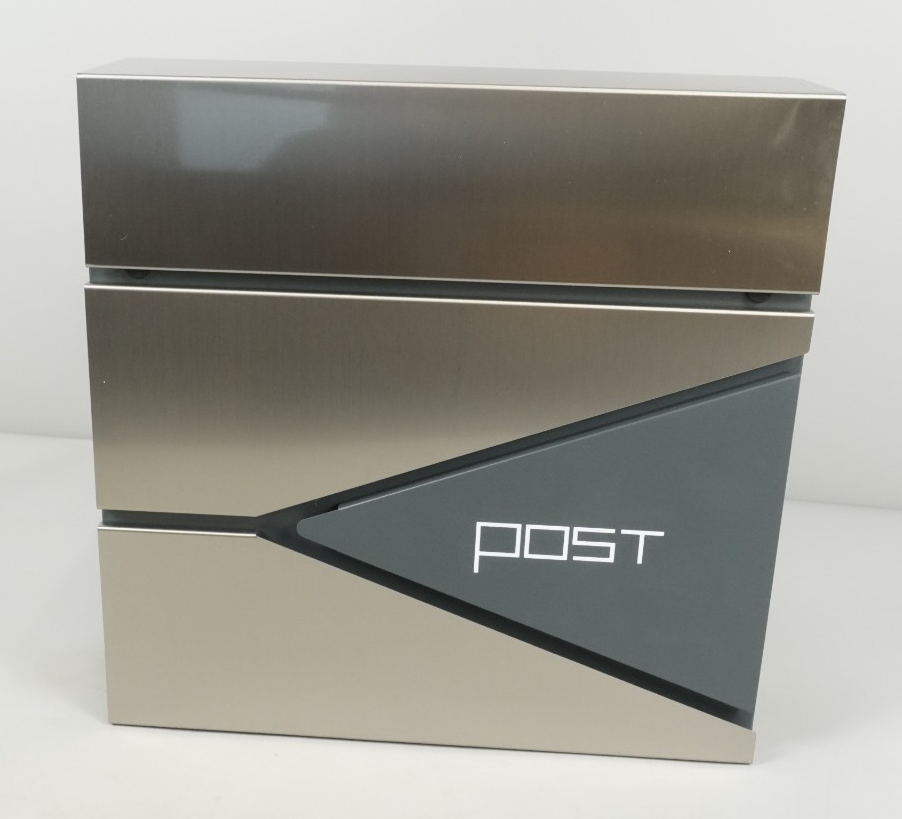 Wall Mounted Post Box w Newspaper Holder Soft Close Charcoal Grey & Silver 2 Key