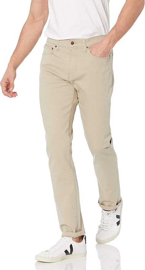31W30L Men's Comfort Stretch Slim-Fit Jean - Light Khaki Brown - Amazon Essentia