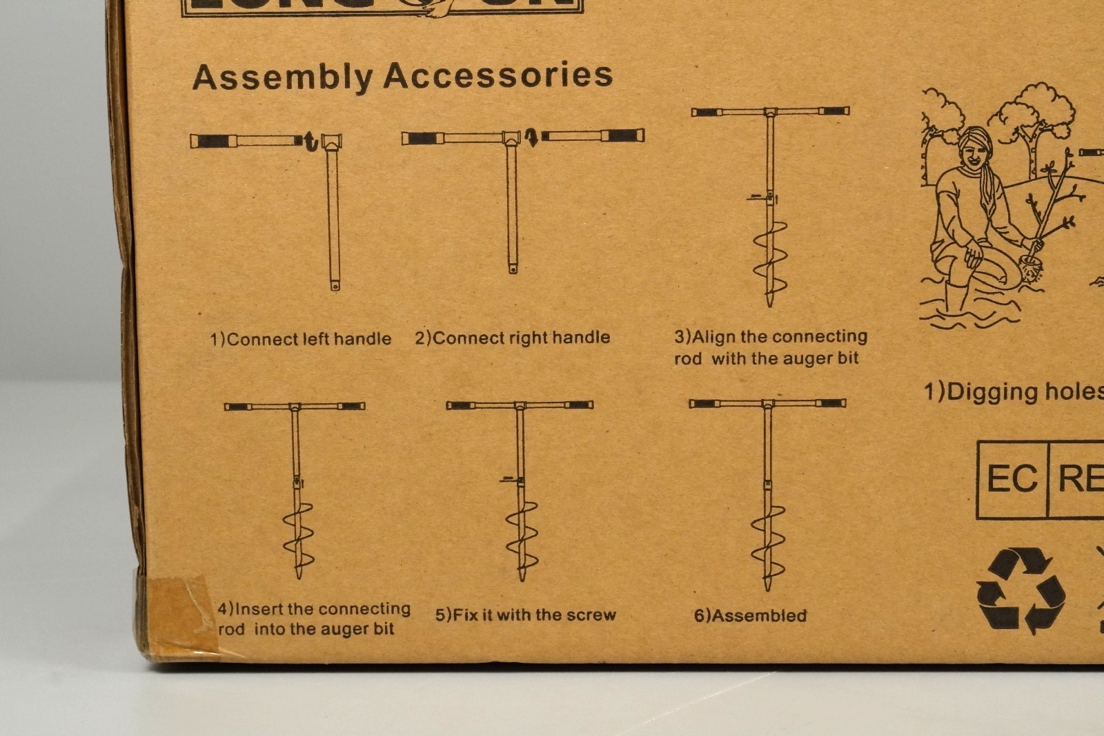 6" Manual Auger Drill Garden Planting Fence Post Earth 15cm Soil Digger Non-Slip