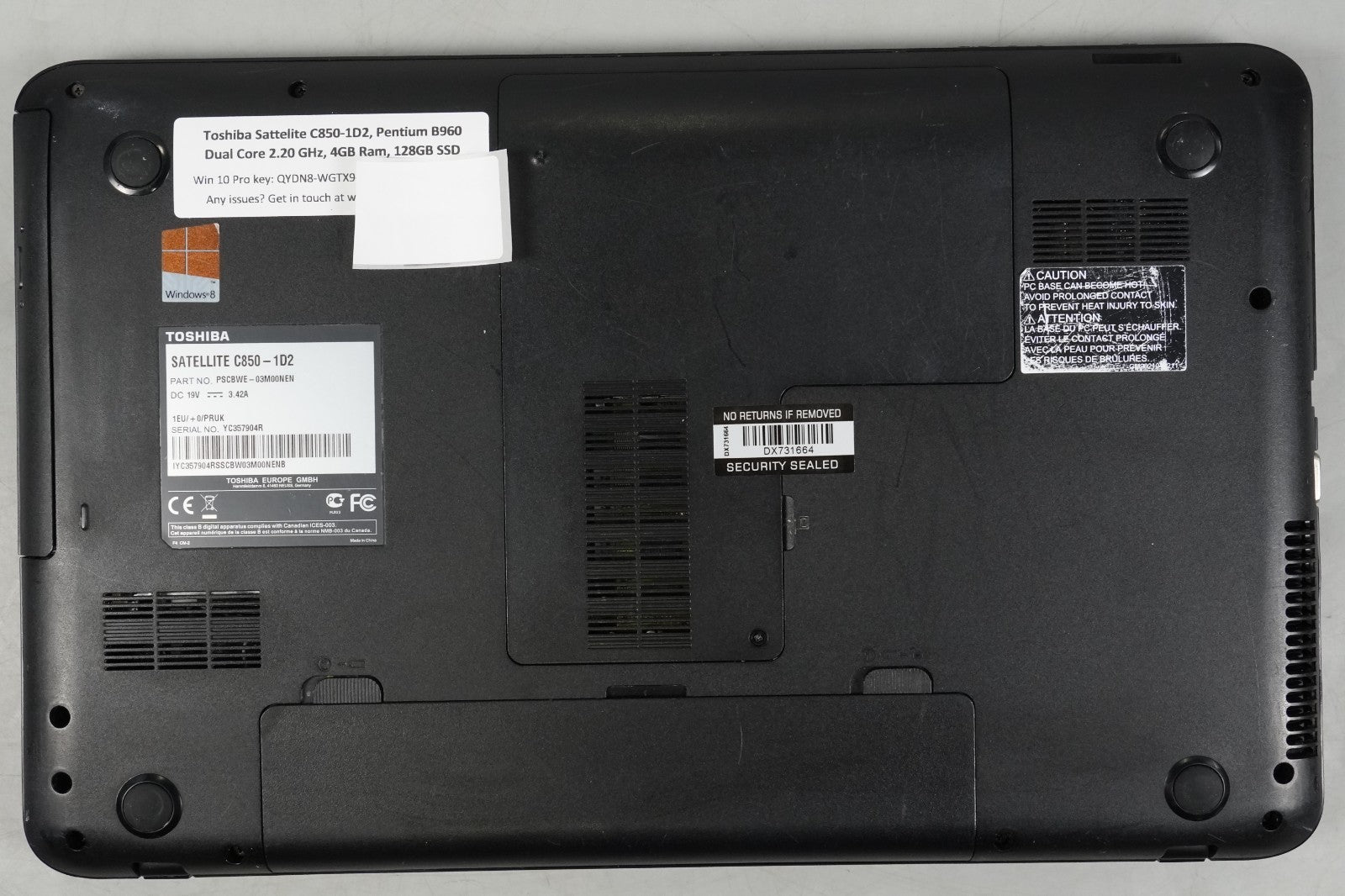 Toshiba Satellite C850-1D2, Pentium B960 Dual Core 2.20 GHz, 4GB Ram, 128GB SSD