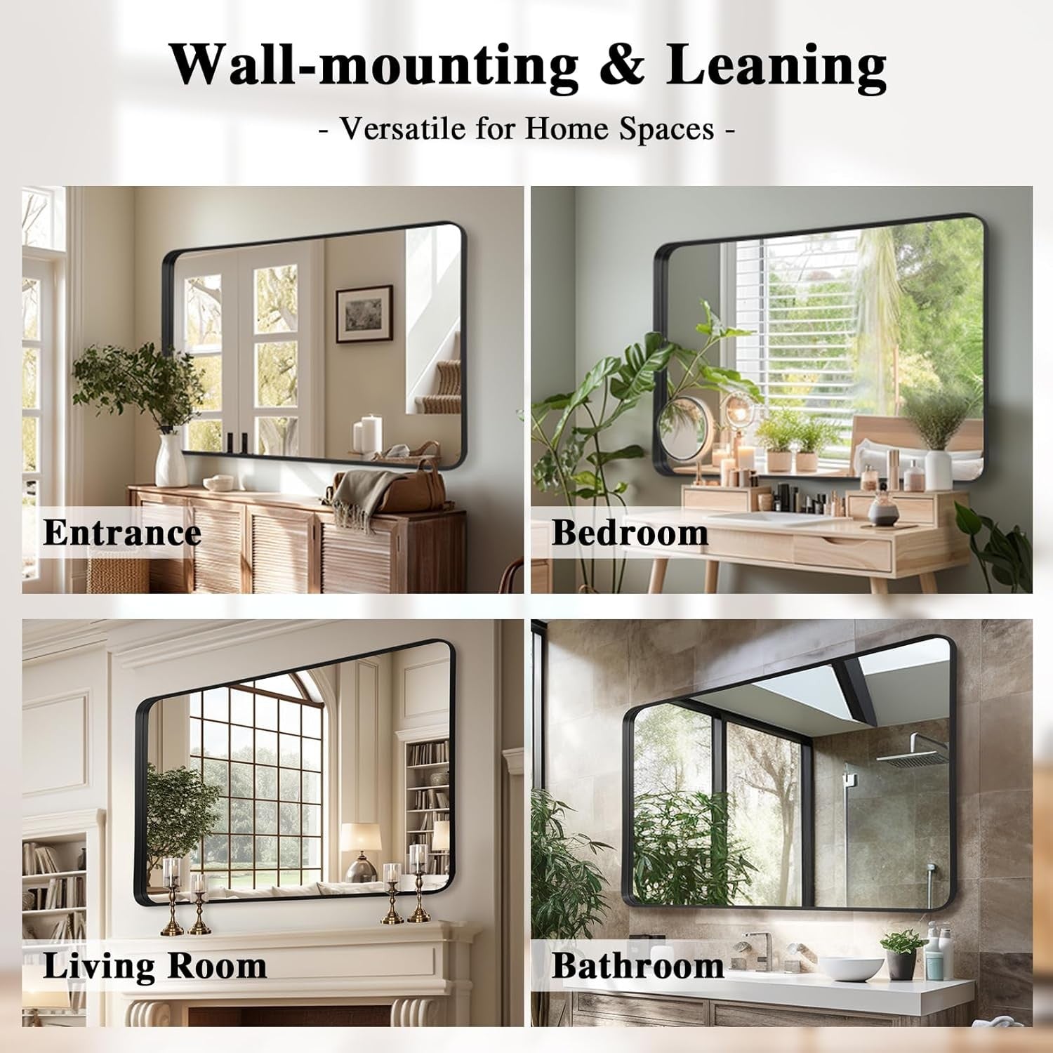 Wall Mirror Black Vanity Mirror 75x100 CM Wall-Mounted Mirror